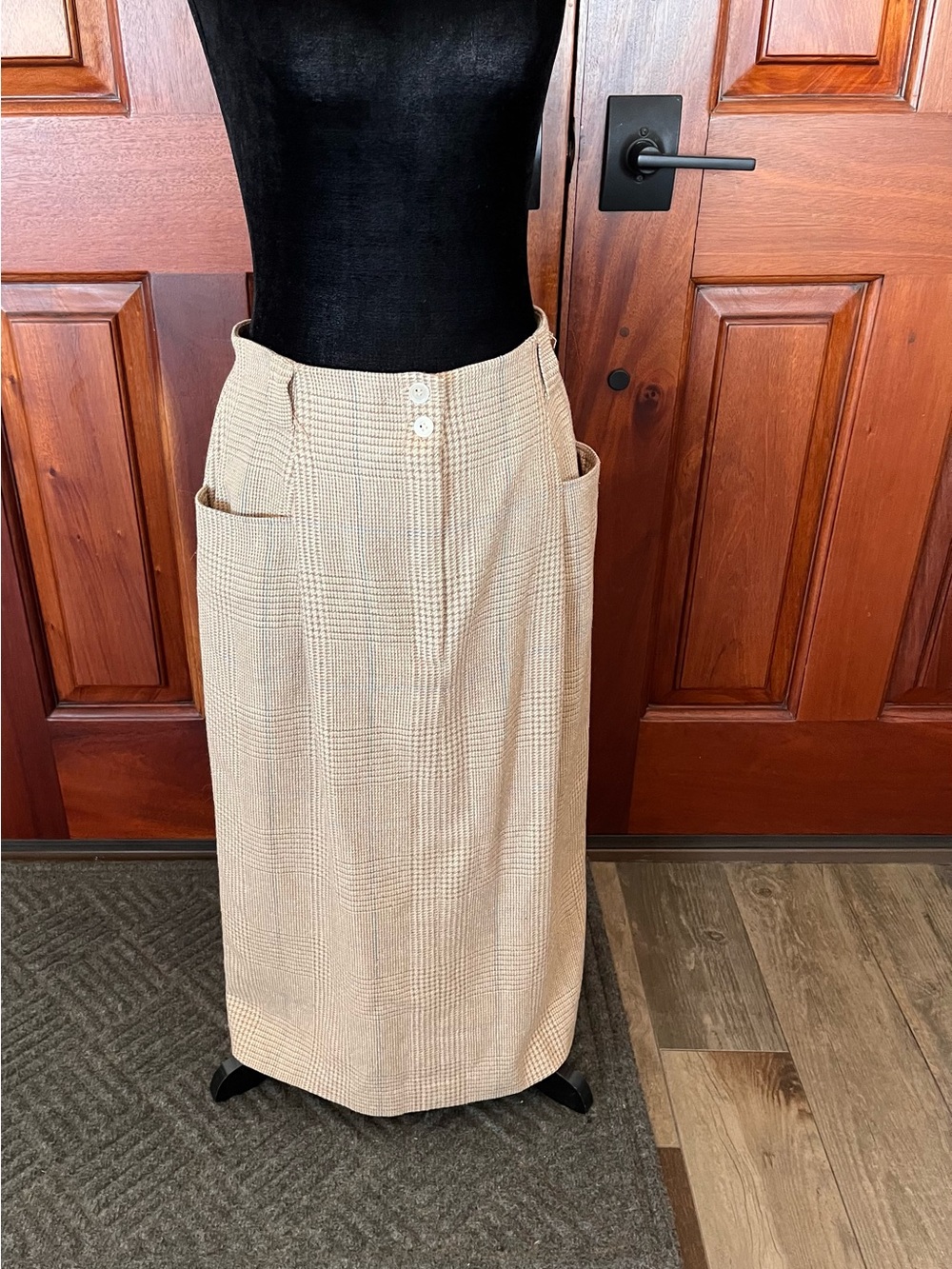 Marshall fields Country Shop High Waisted Plaid Maxi Pencil Skirt Silk Wool 12